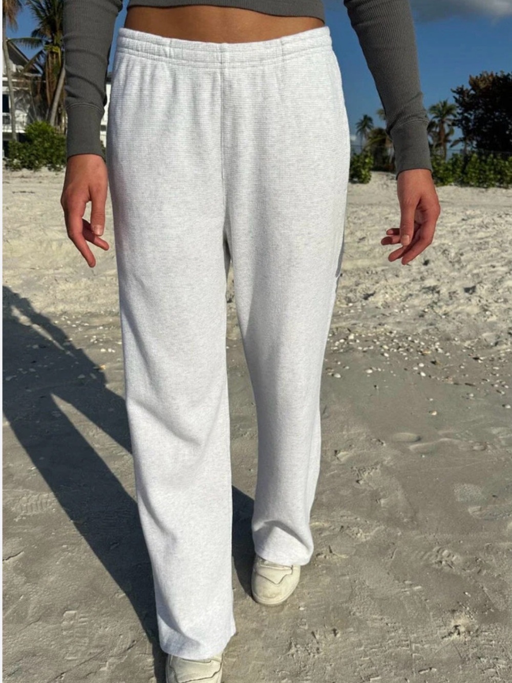Brandy Melville Light Heather Gray Straight Leg Sweatpants